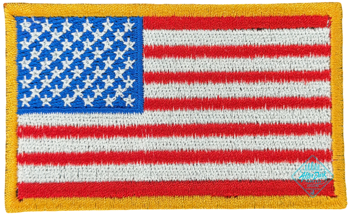 American Flag Patch Gold Border