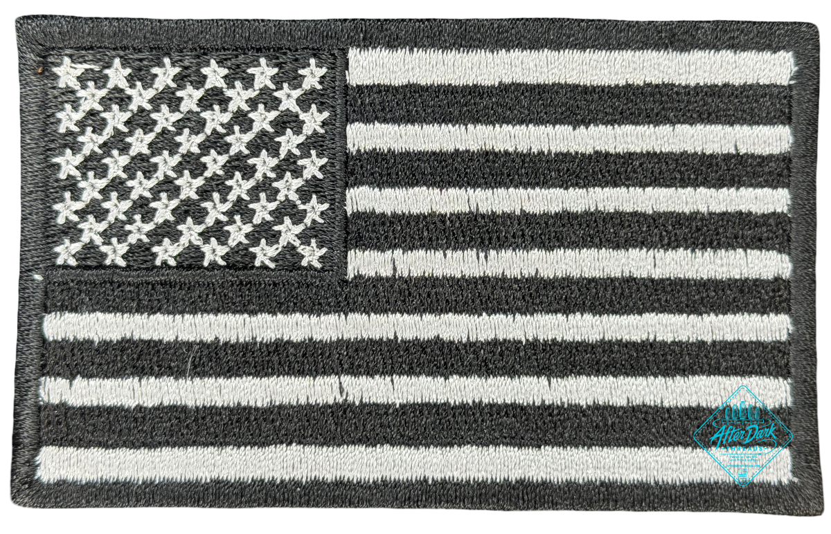 American Flag Patch Silver/Black