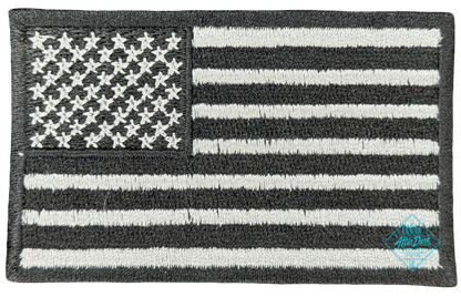American Flag Patch Silver/Black