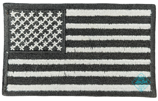 American Flag Patch Silver/Black